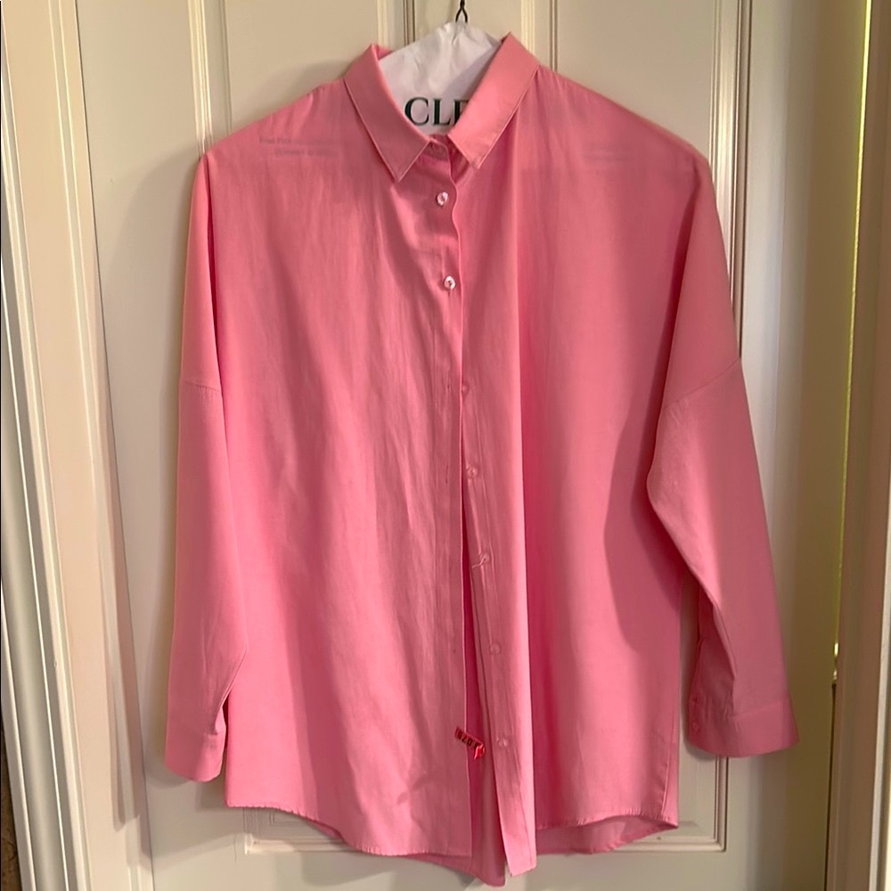 Oversized Pink Button-Up Shirt